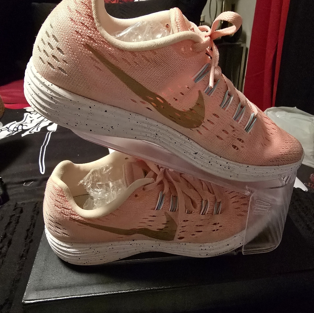 Nike Peach and Gold Athletic Sneakers